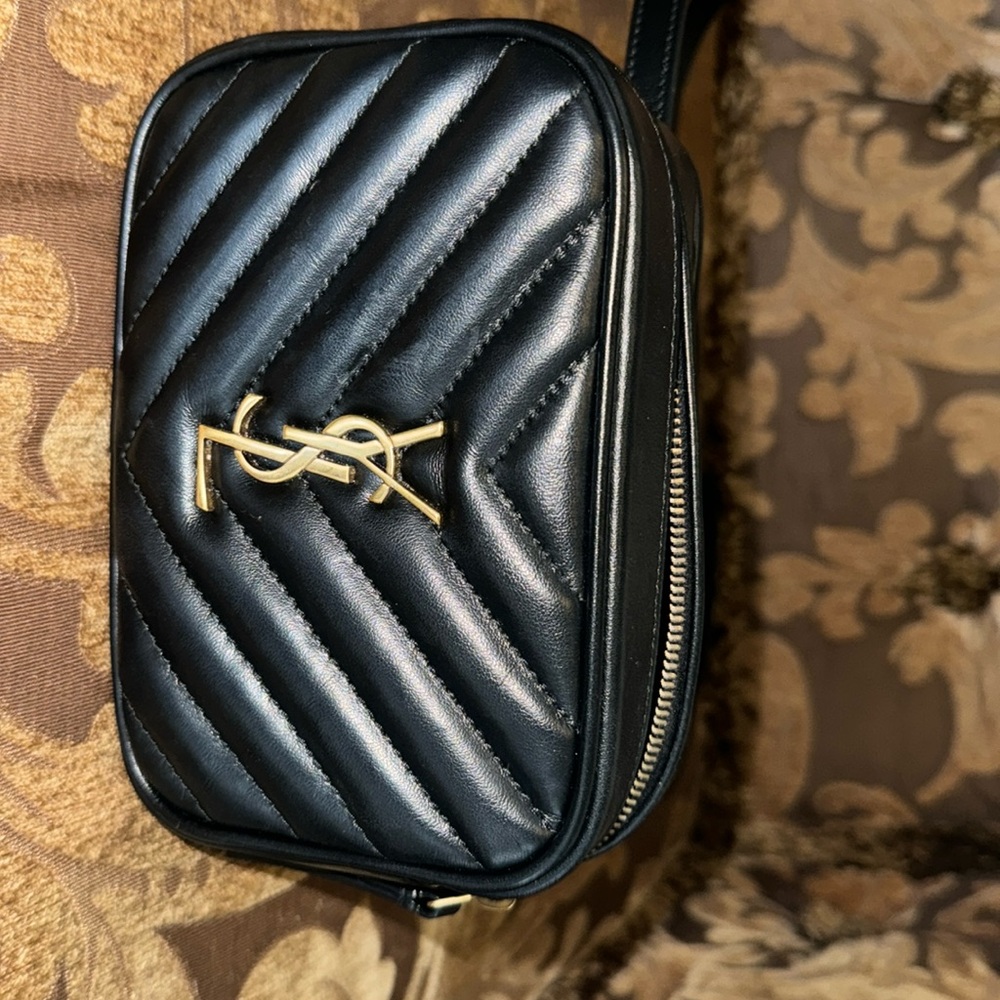 Ysl black leather belt bag